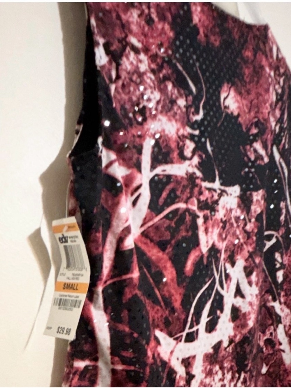 Alfani Red and Black Abstract Print Top